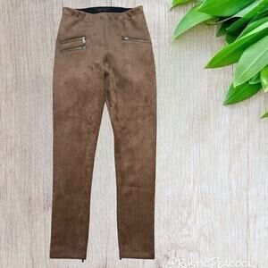 Bcbgmaxazria Pants Women's Medium Brown Faux Leather Skinny Leg Ankle Zippers
